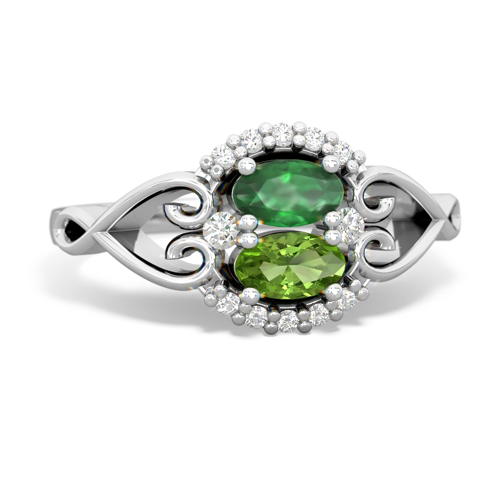 Emerald Love Nest 14K White Gold ring R5860