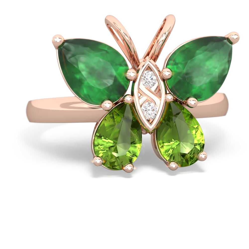 Emerald Butterfly 14K Rose Gold ring R2215