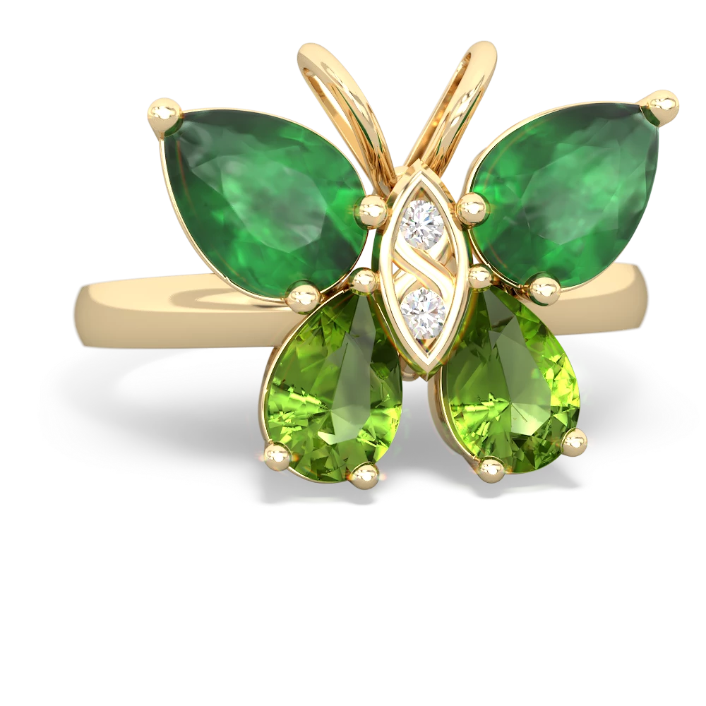 Emerald Butterfly 14K Yellow Gold ring R2215