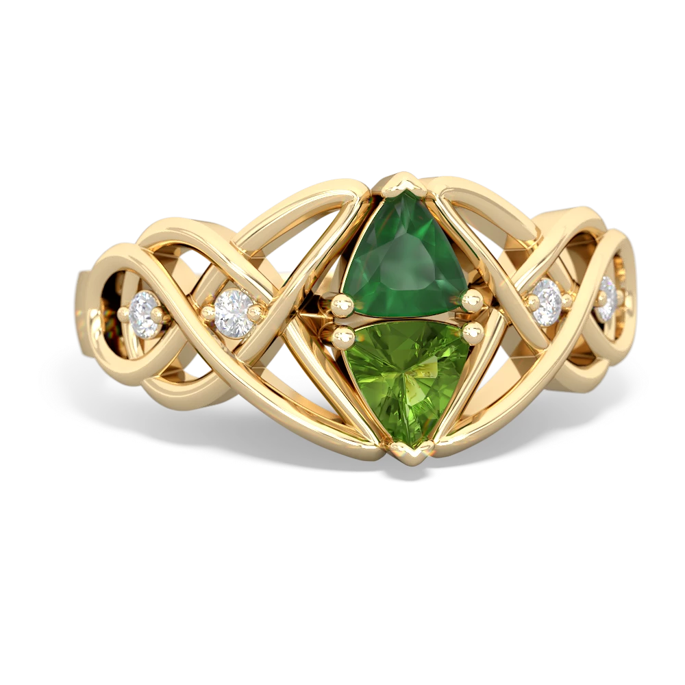 Emerald Keepsake Celtic Knot 14K Yellow Gold ring R5300