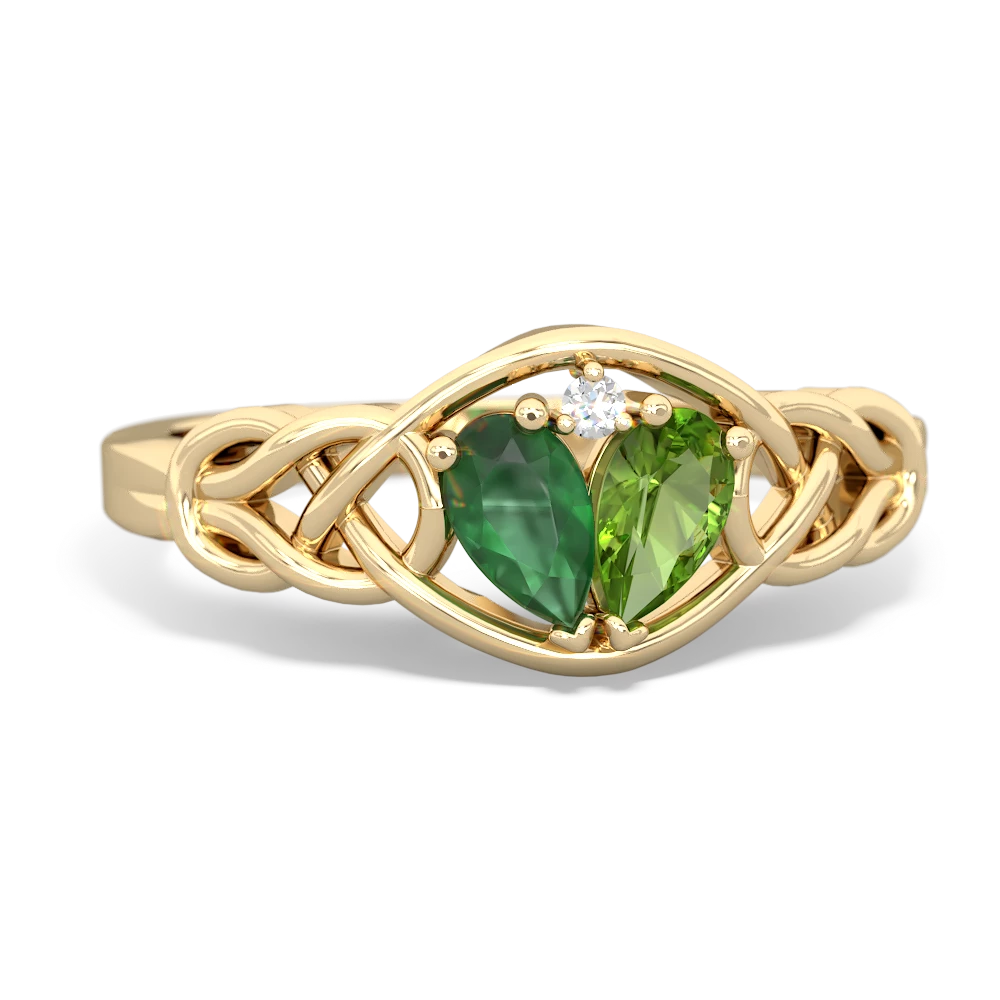 Emerald Celtic Love Knot 14K Yellow Gold ring R5420