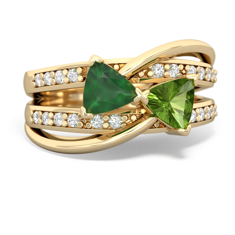 Emerald Bowtie 14K Yellow Gold ring R2360