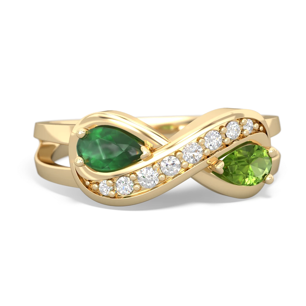 Emerald Diamond Infinity 14K Yellow Gold ring R5390