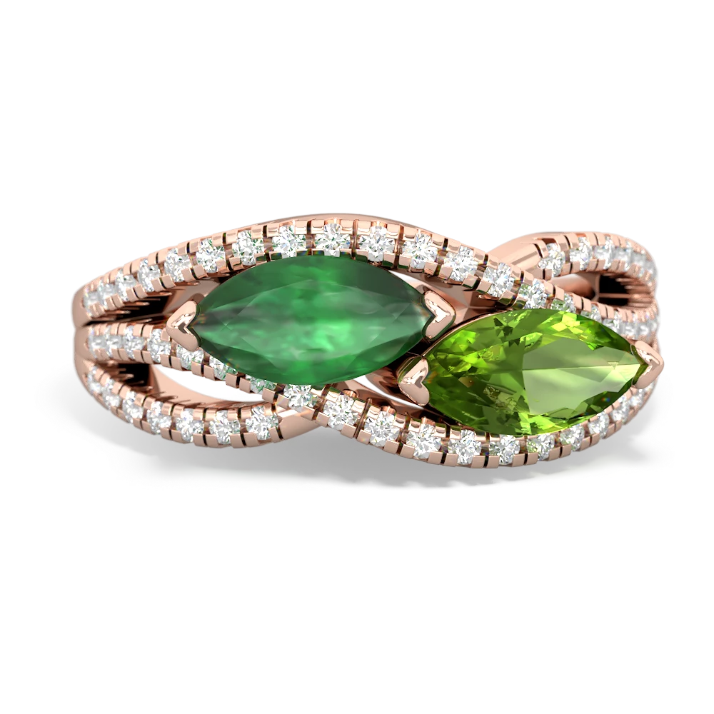 Emerald Diamond Rivers 14K Rose Gold ring R3070