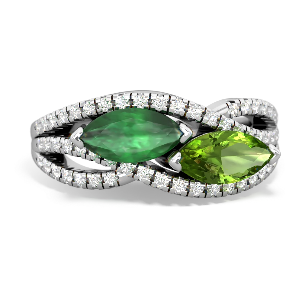 Emerald Diamond Rivers 14K White Gold ring R3070