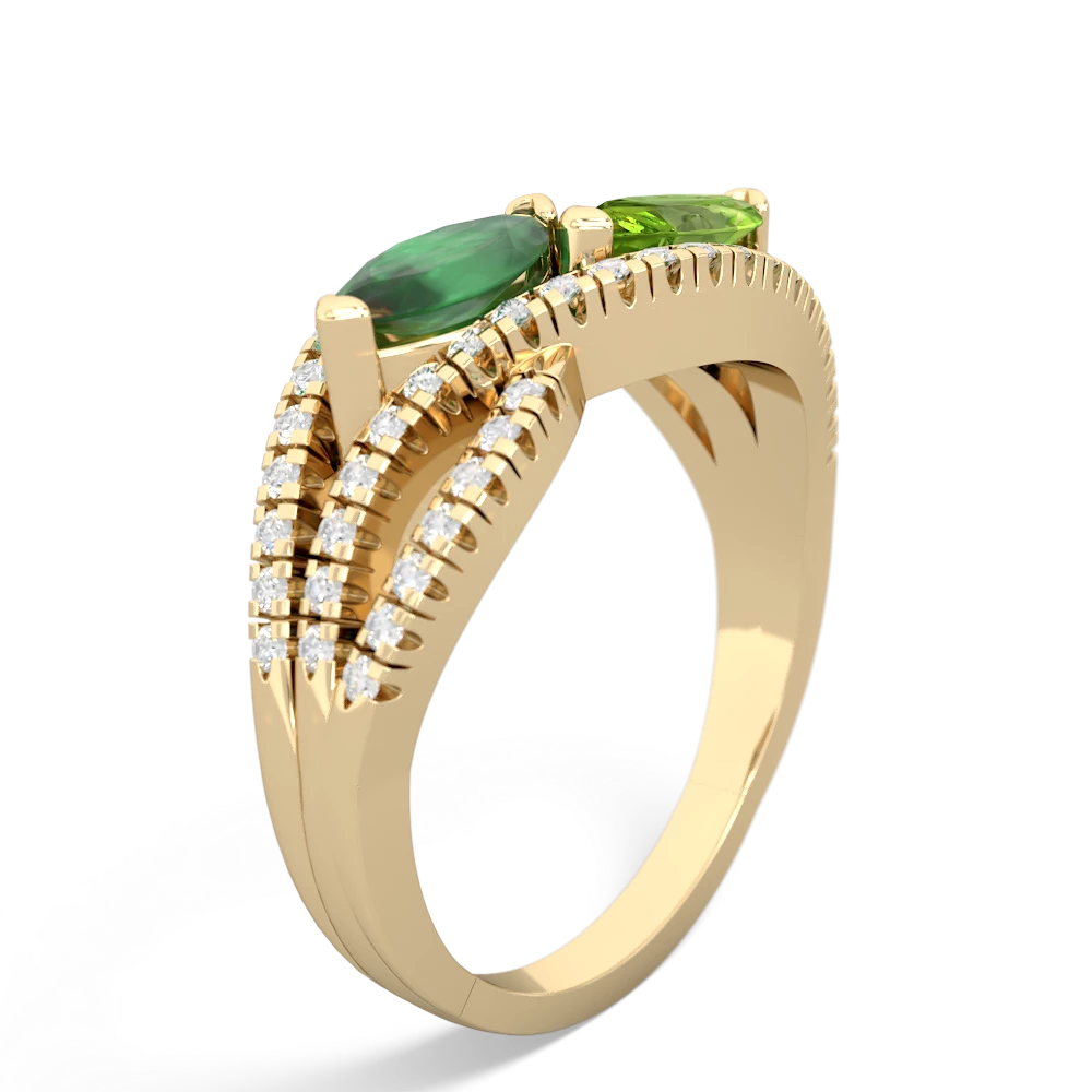 Emerald Diamond Rivers 14K Yellow Gold ring R3070