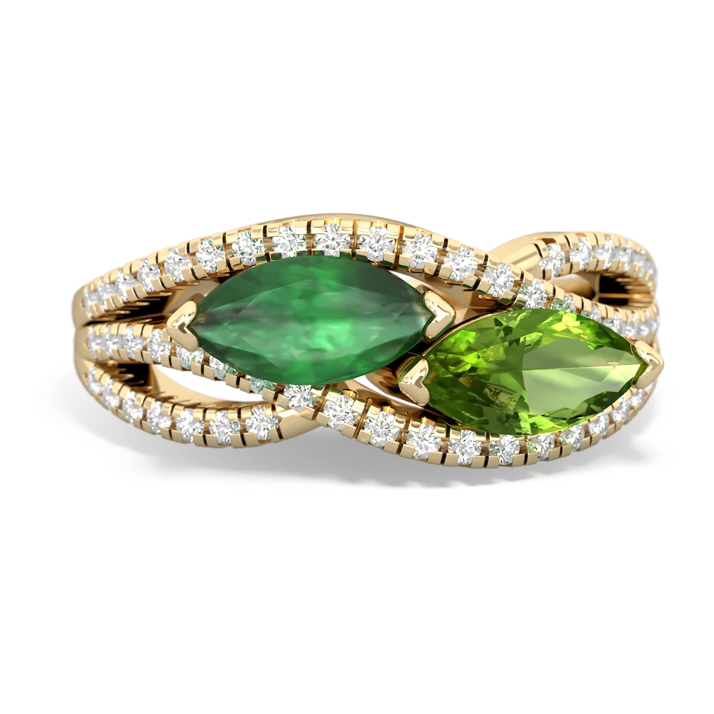 Emerald Diamond Rivers 14K Yellow Gold ring R3070