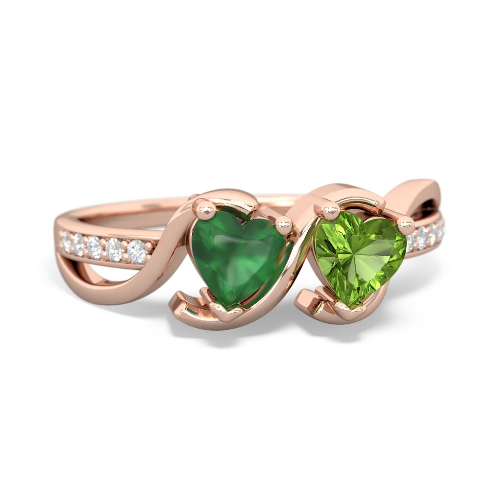 Emerald Side By Side 14K Rose Gold ring R3090