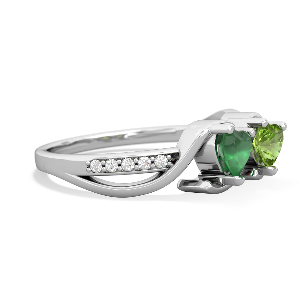 Emerald Side By Side 14K White Gold ring R3090