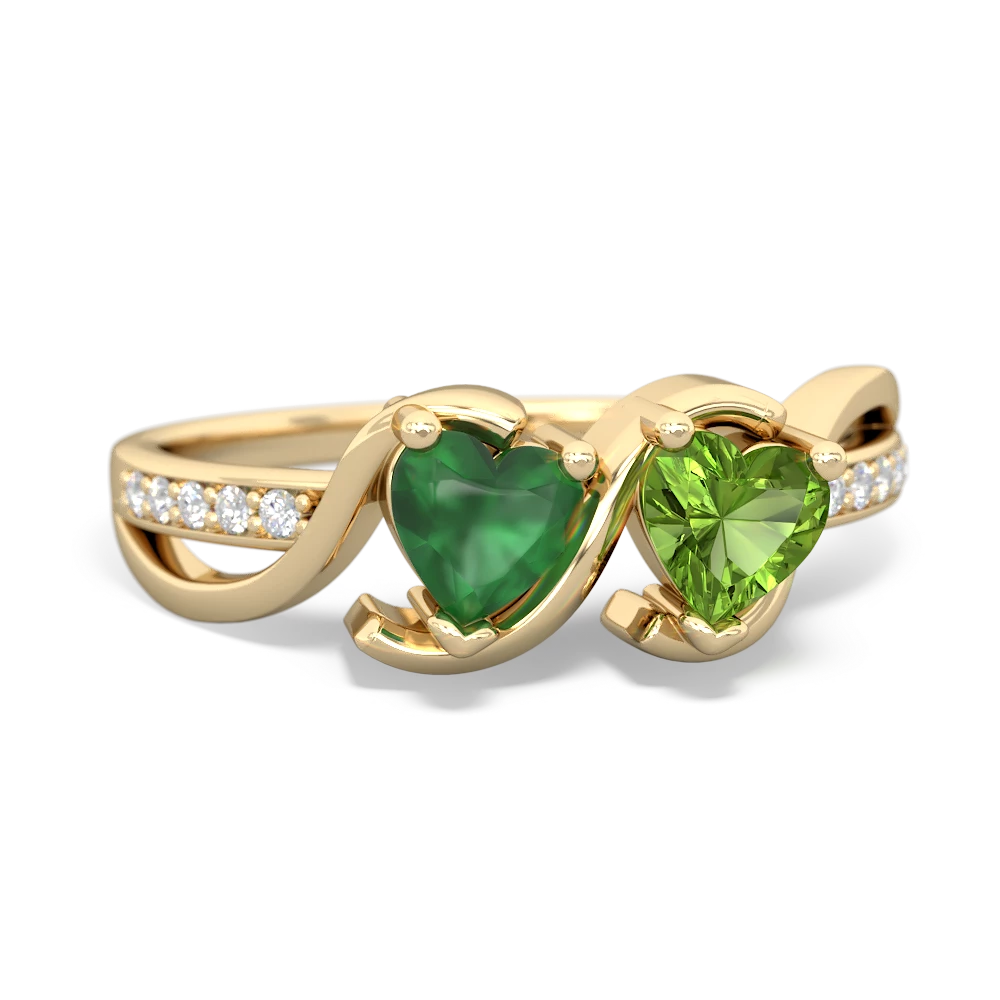 Emerald Side By Side 14K Yellow Gold ring R3090