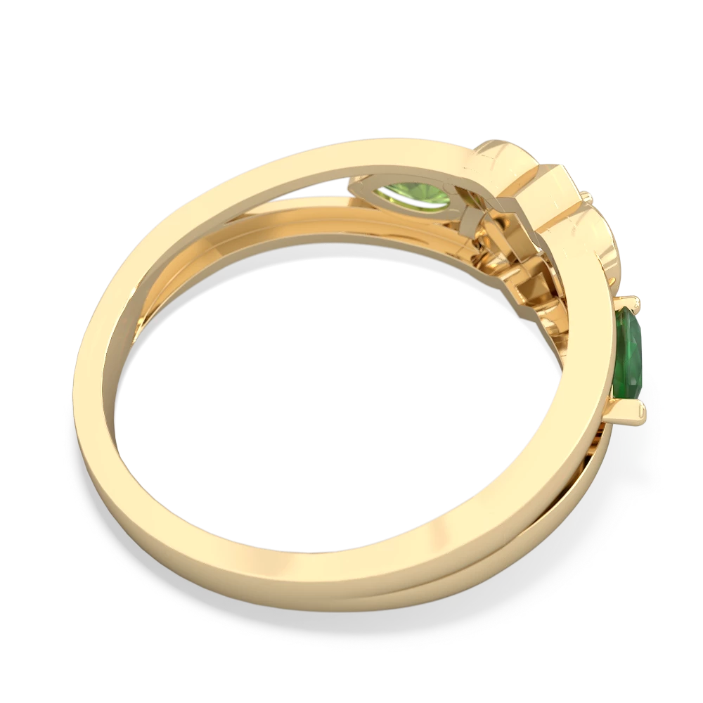 Emerald Hearts Intertwined 14K Yellow Gold ring R5880