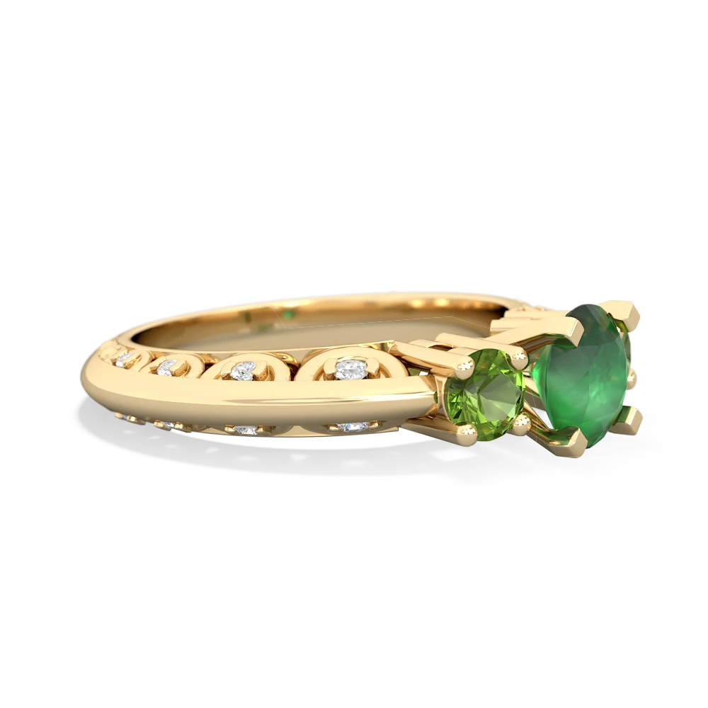 Emerald Art Deco Eternal Embrace Engagement 14K Yellow Gold ring C2003