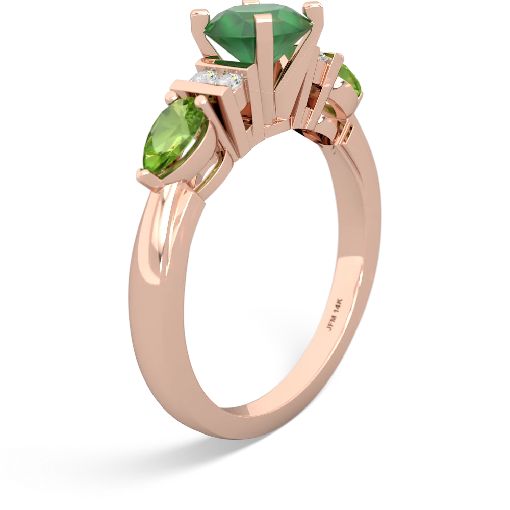 Emerald 6Mm Round Eternal Embrace Engagement 14K Rose Gold ring R2005