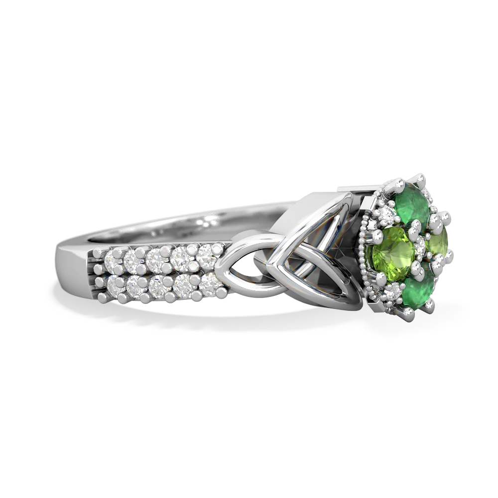 Emerald Celtic Knot Cluster Engagement 14K White Gold ring R26443RD