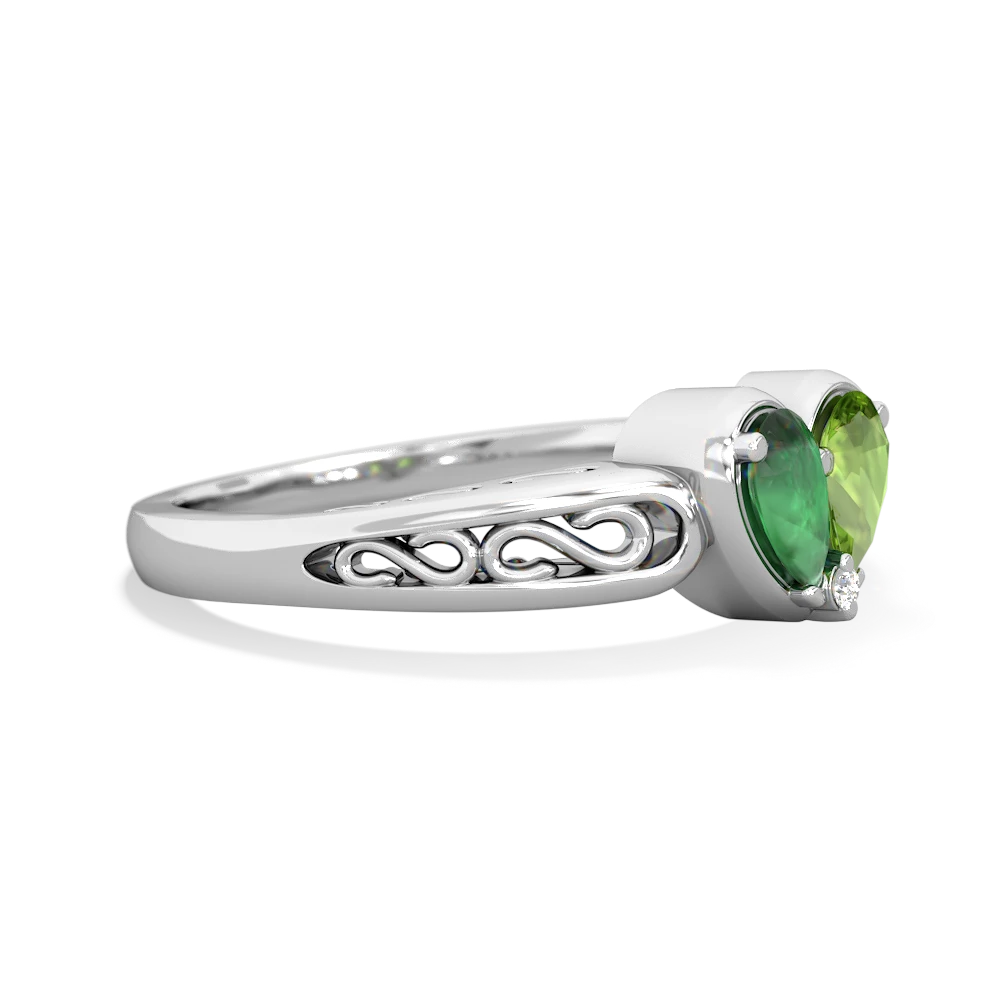 Emerald Filligree 'One Heart' 14K White Gold ring R5070