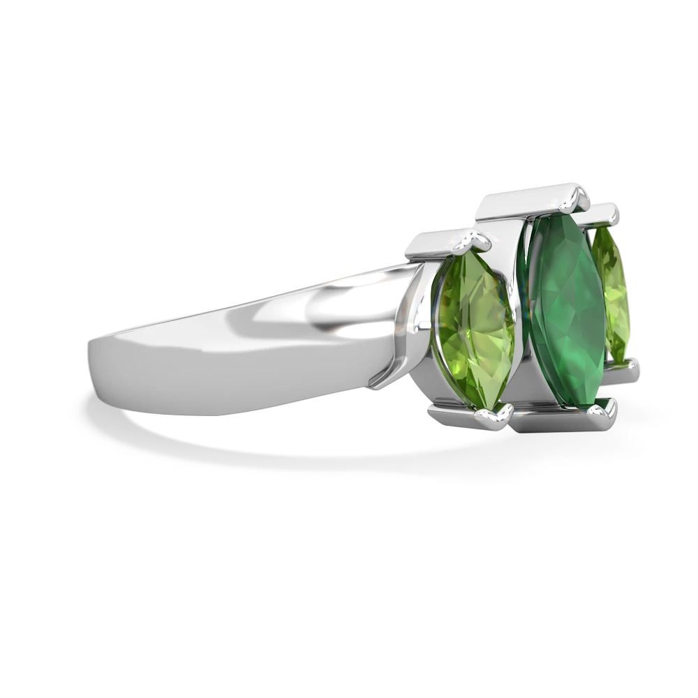 Emerald Three Peeks 14K White Gold ring R2433