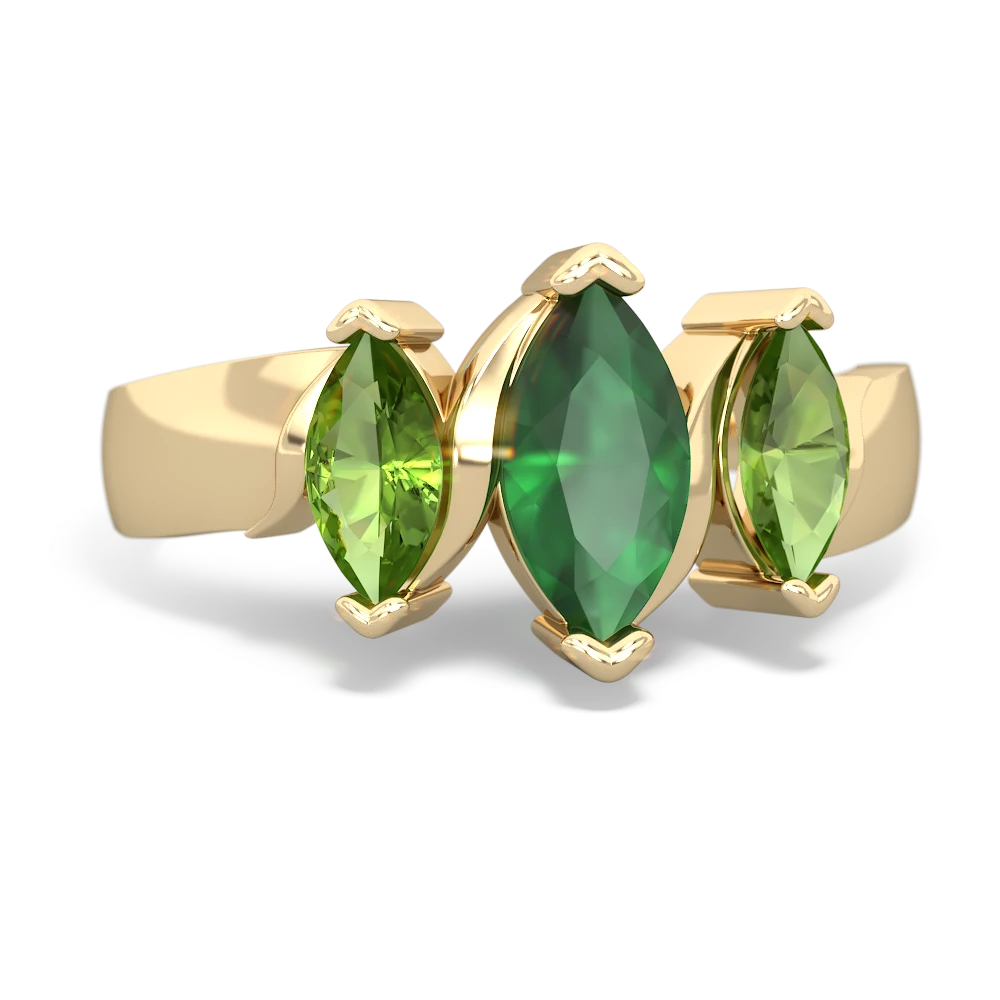 Emerald Three Peeks 14K Yellow Gold ring R2433