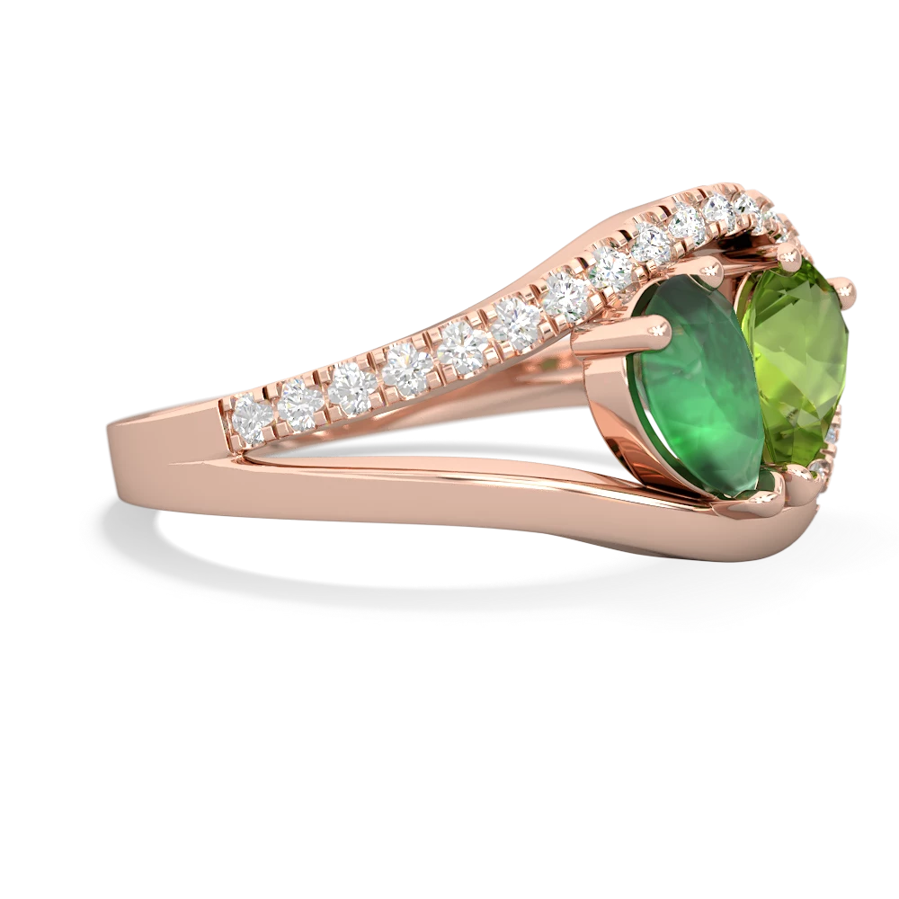 Emerald Nestled Heart Keepsake 14K Rose Gold ring R5650