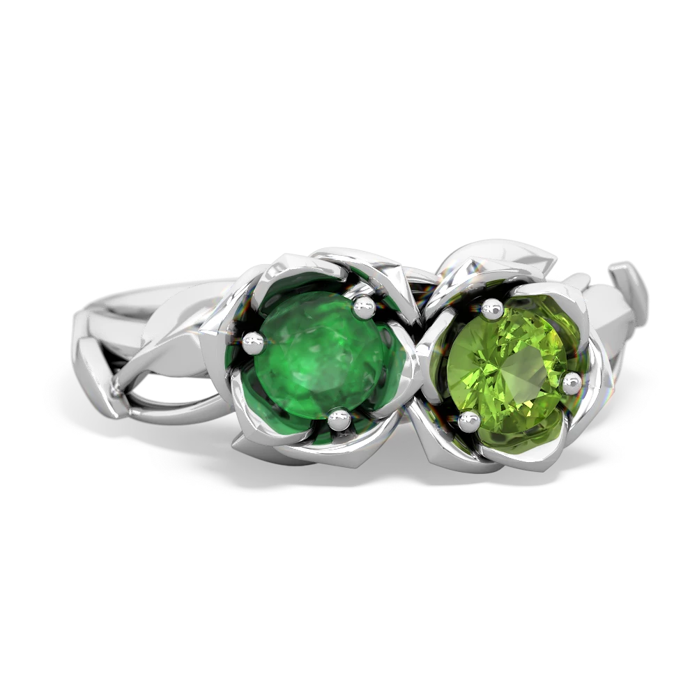 Emerald Rose Garden 14K White Gold ring R5510