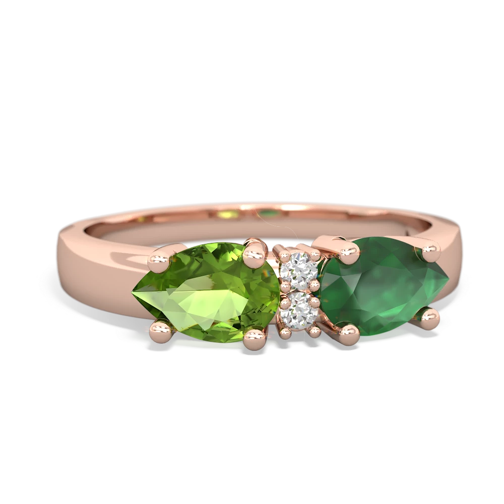 Emerald Pear Bowtie 14K Rose Gold ring R0865