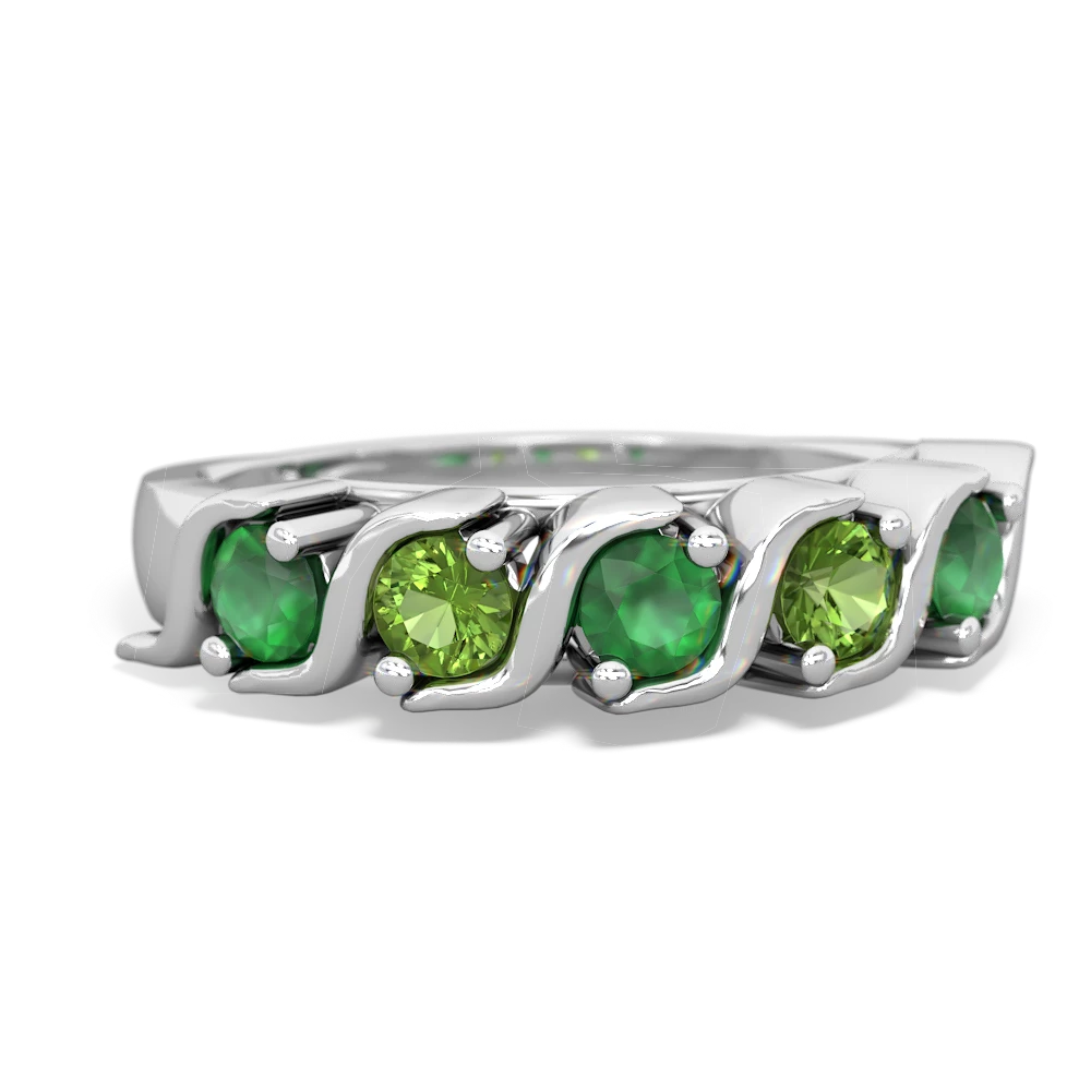 Emerald Anniversary Band 14K White Gold ring R2089