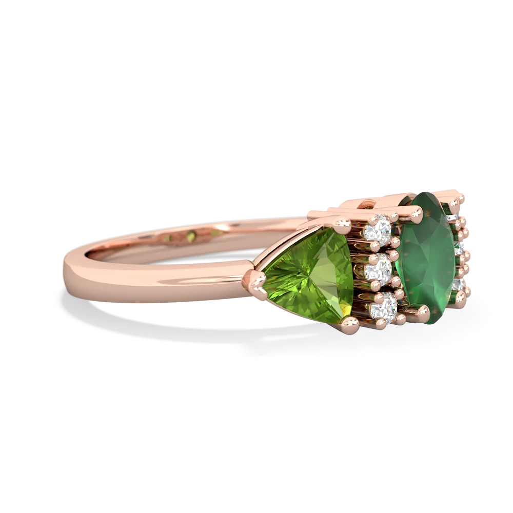 Emerald Antique Style Three Stone 14K Rose Gold ring R2186