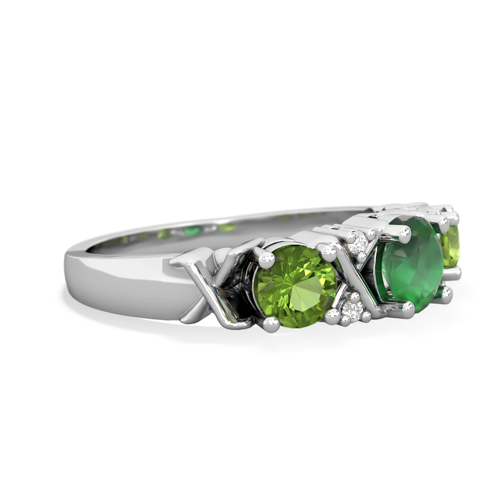 Emerald Hugs And Kisses 14K White Gold ring R5016