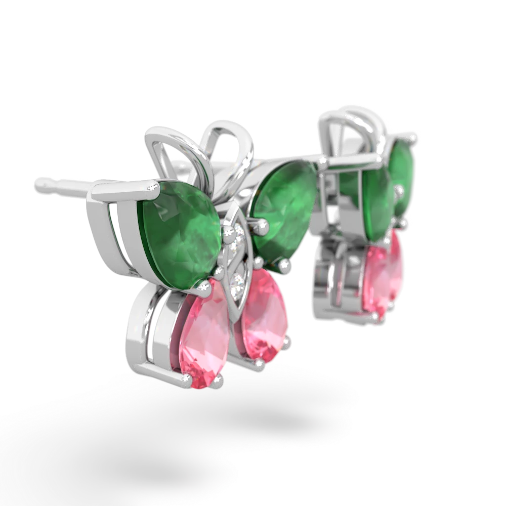 Emerald Butterfly 14K White Gold earrings E2215