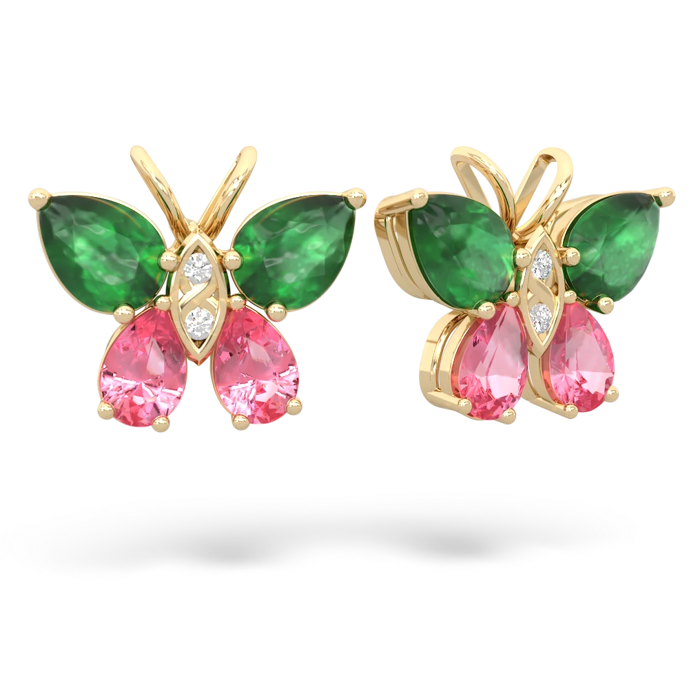 Emerald Butterfly 14K Yellow Gold earrings E2215