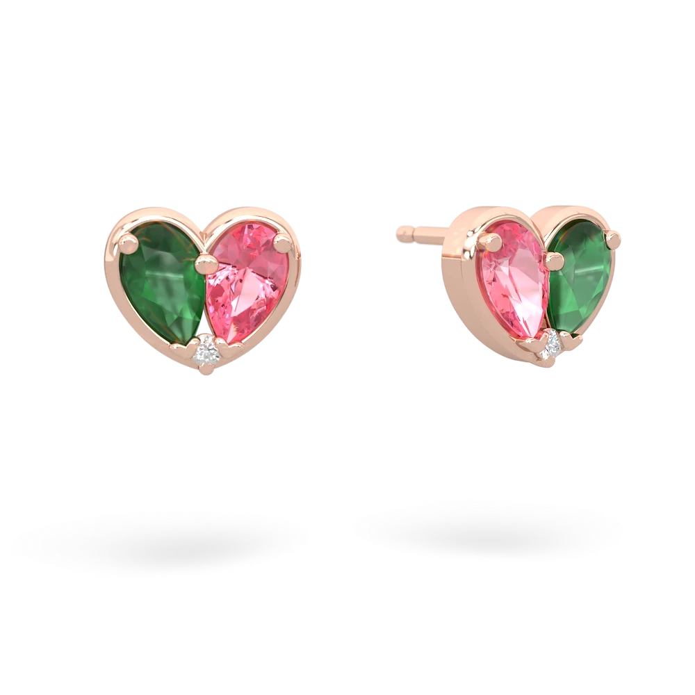 Emerald 'Our Heart' 14K Rose Gold earrings E5072