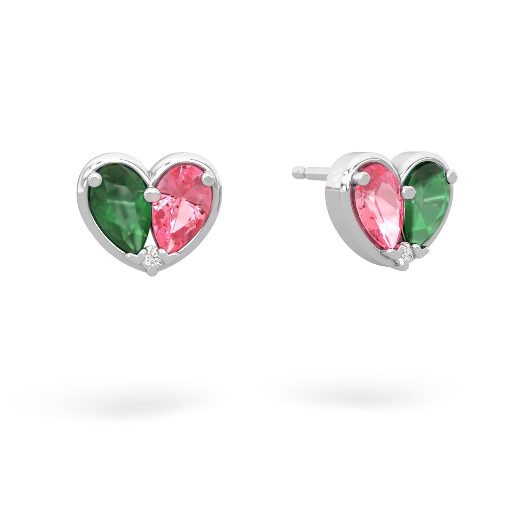 Emerald 'Our Heart' 14K White Gold earrings E5072