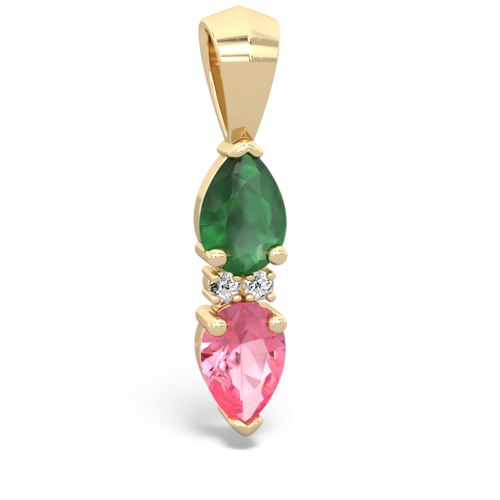 Emerald Bowtie Drop 14K Yellow Gold pendant P0865