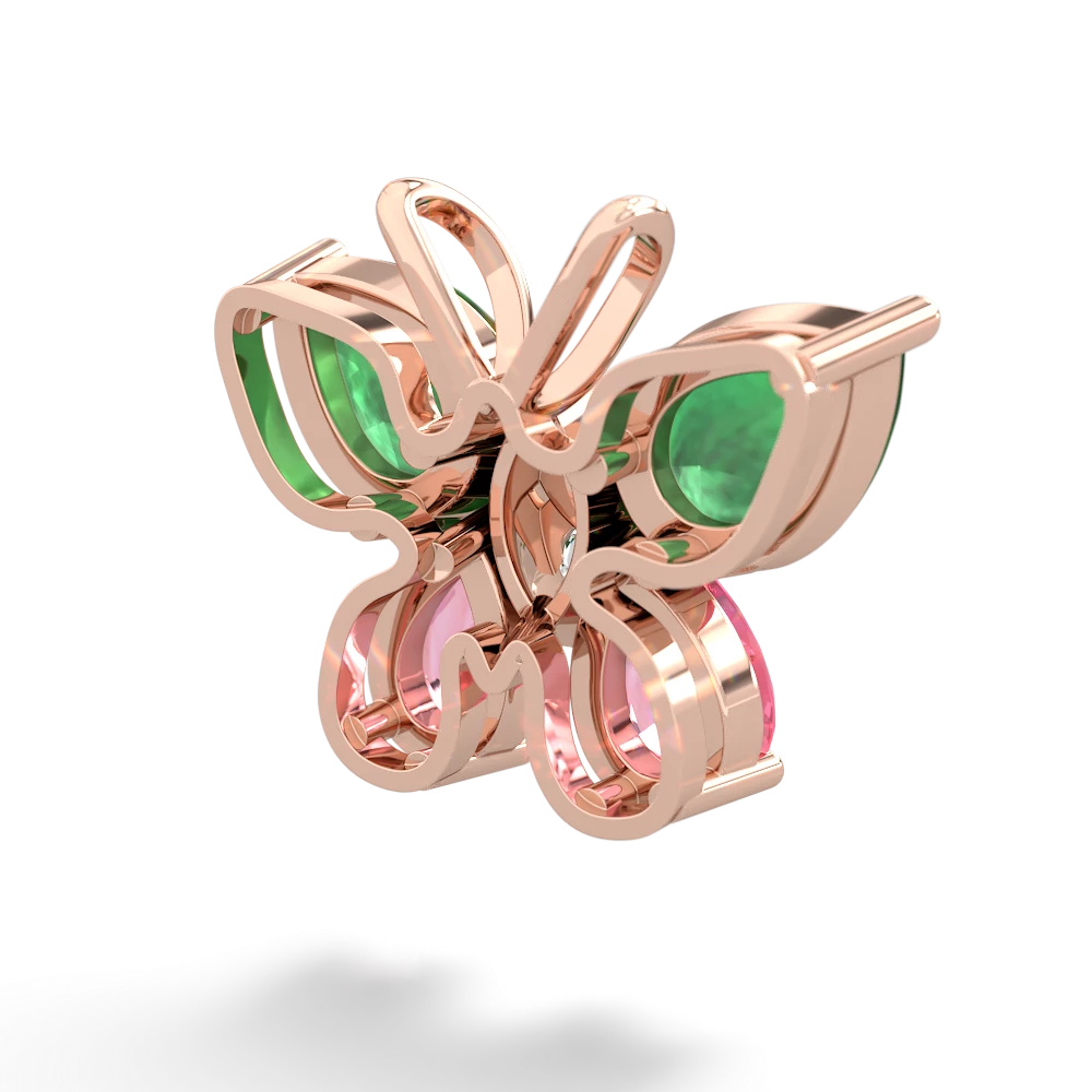 Emerald Butterfly 14K Rose Gold pendant P2215