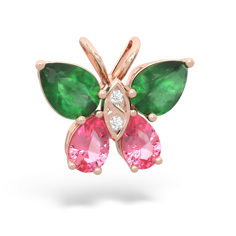 Emerald Butterfly 14K Rose Gold pendant P2215