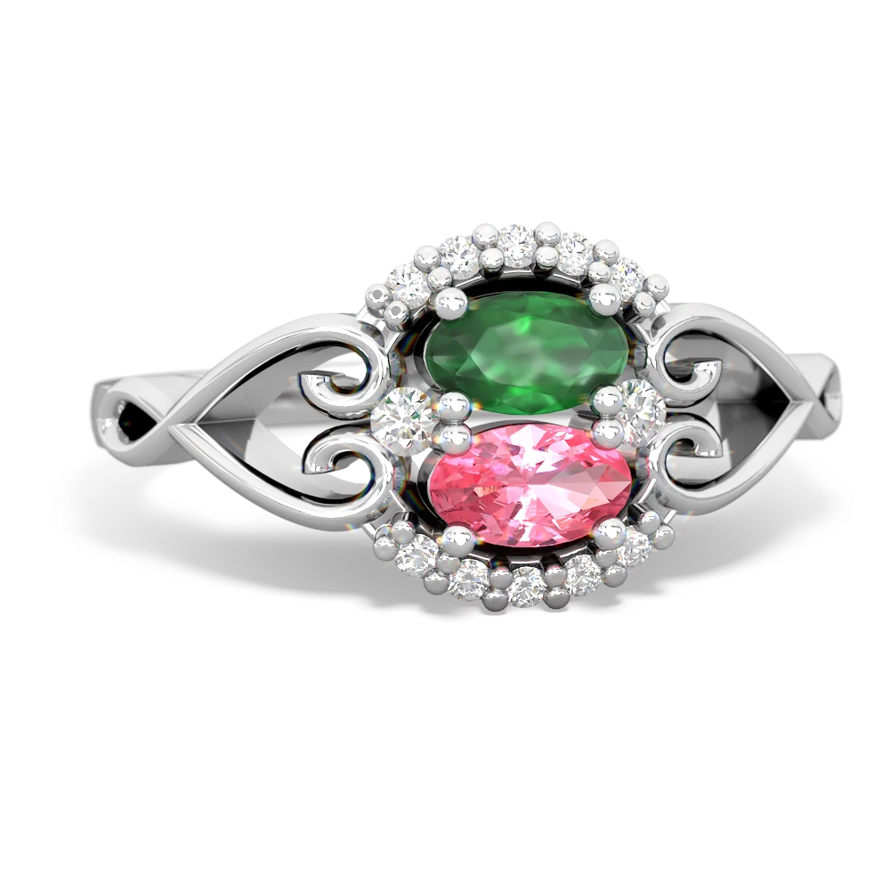 Emerald Love Nest 14K White Gold ring R5860