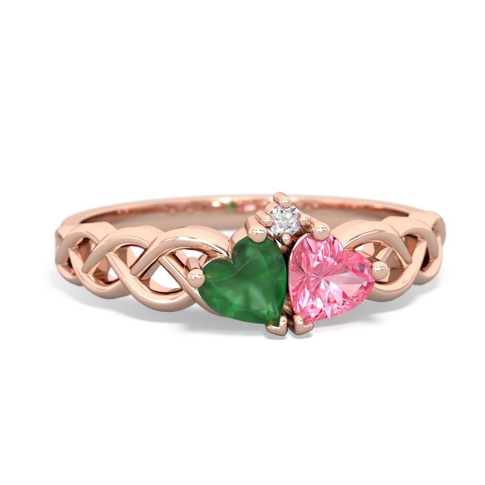 Emerald Heart To Heart Braid 14K Rose Gold ring R5870