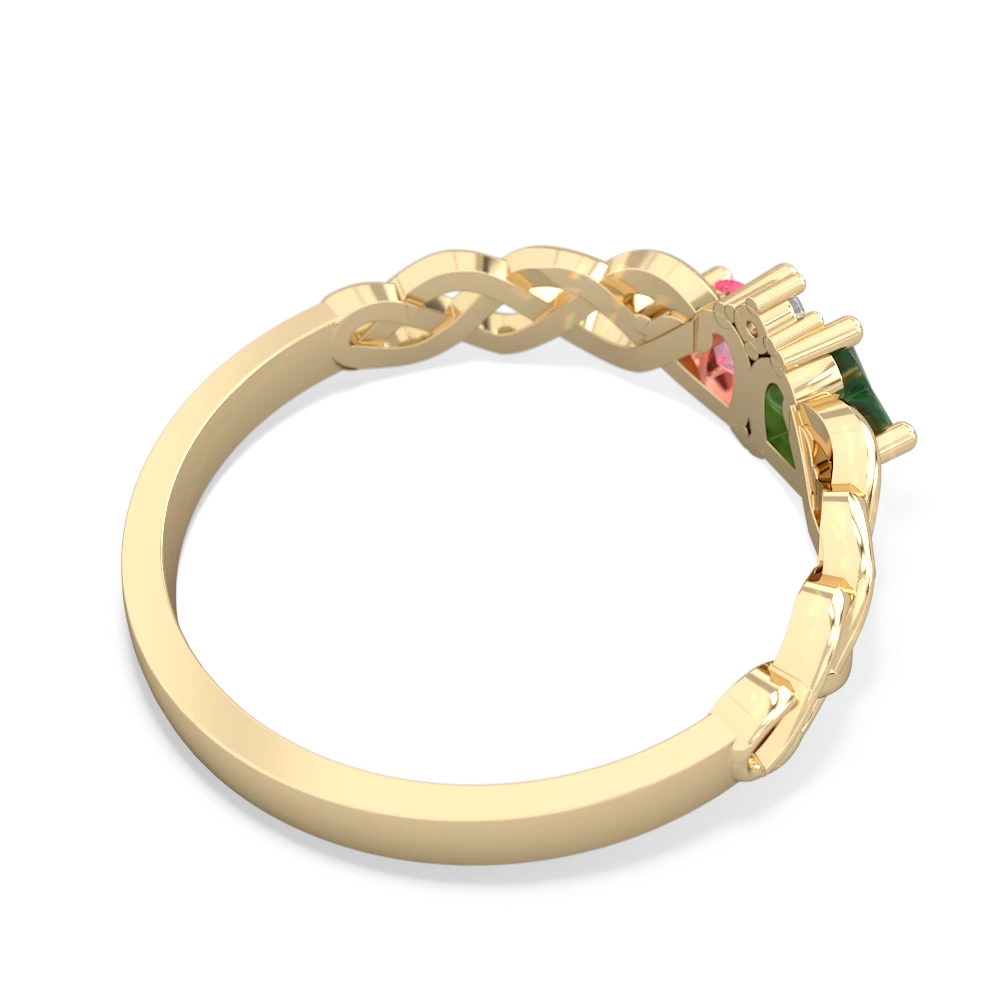 Emerald Heart To Heart Braid 14K Yellow Gold ring R5870