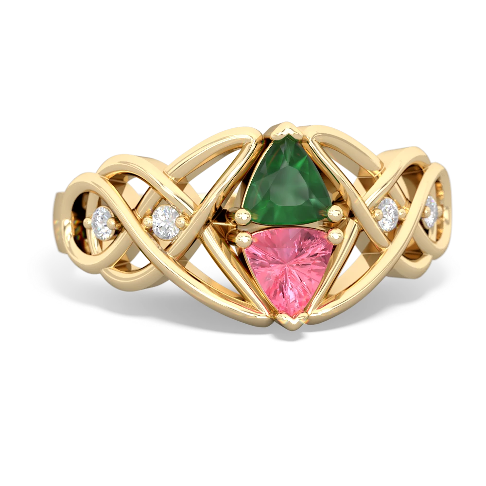 Emerald Keepsake Celtic Knot 14K Yellow Gold ring R5300