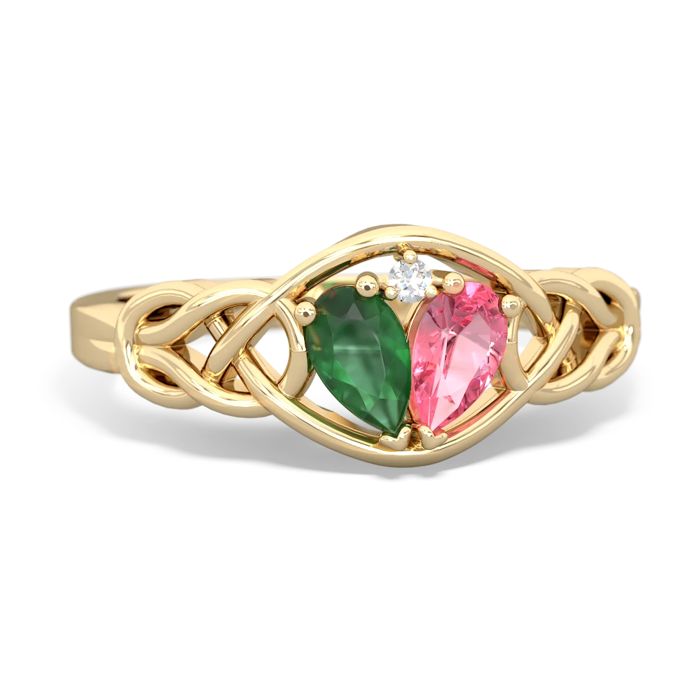 Emerald Celtic Love Knot 14K Yellow Gold ring R5420