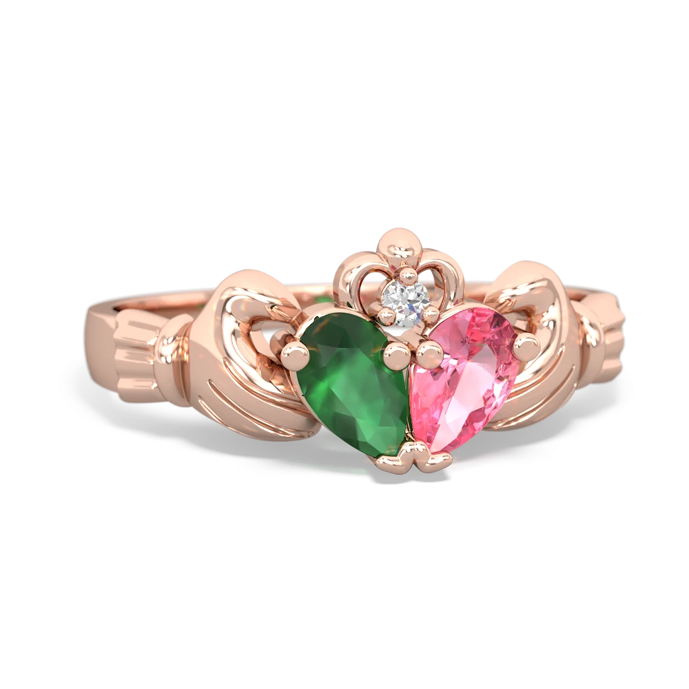 Emerald 'Our Heart' Claddagh 14K Rose Gold ring R2388