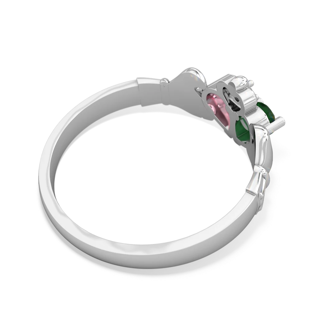 Emerald 'Our Heart' Claddagh 14K White Gold ring R2388