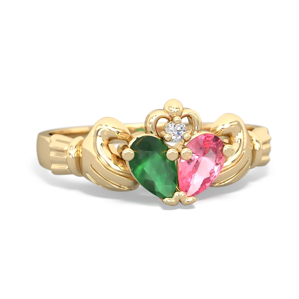 Emerald 'Our Heart' Claddagh 14K Yellow Gold ring R2388