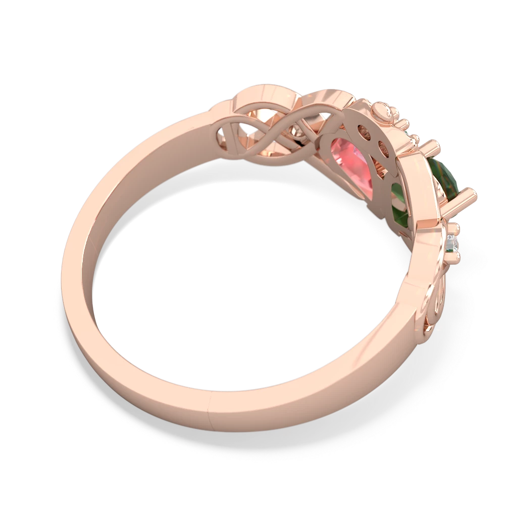 Emerald 'One Heart' Celtic Knot Claddagh 14K Rose Gold ring R5322