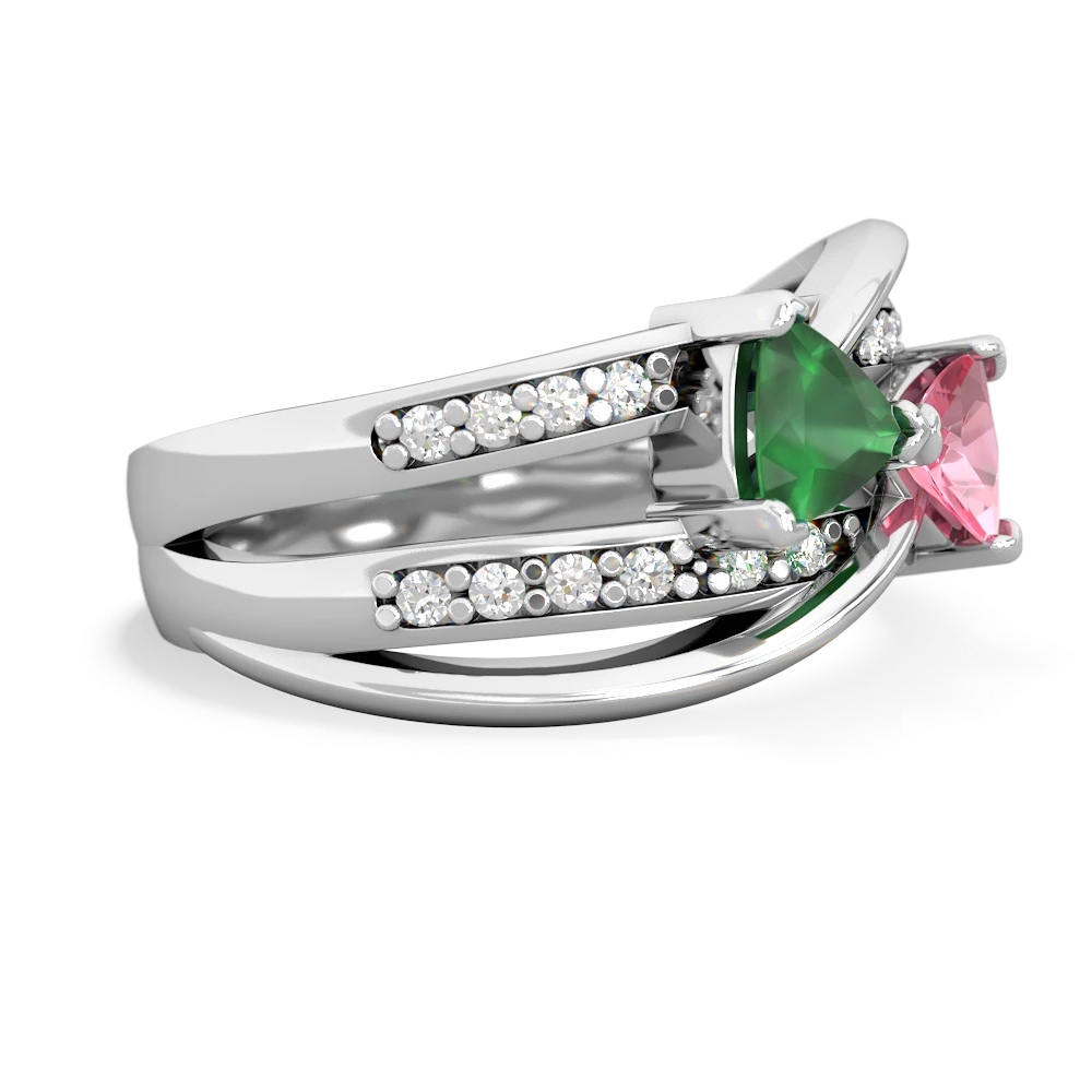 Emerald Bowtie 14K White Gold ring R2360