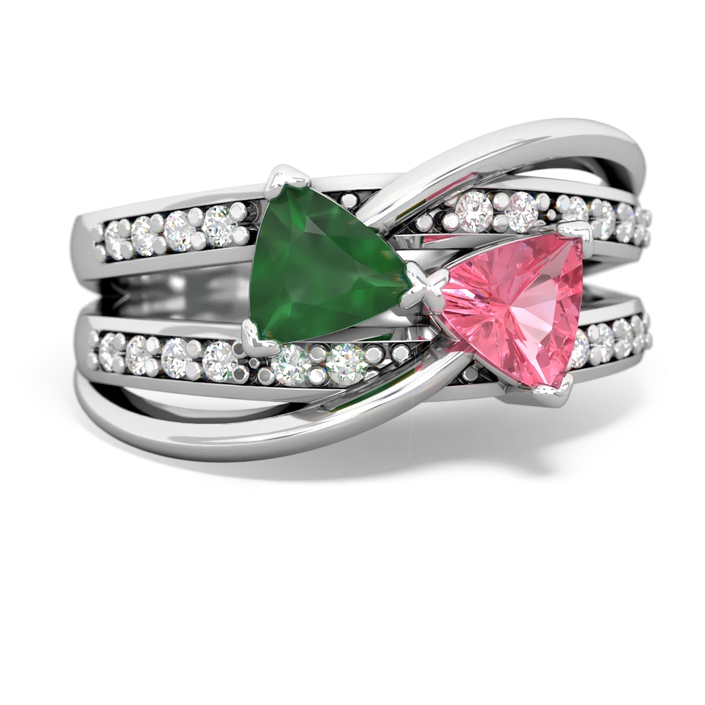 Emerald Bowtie 14K White Gold ring R2360