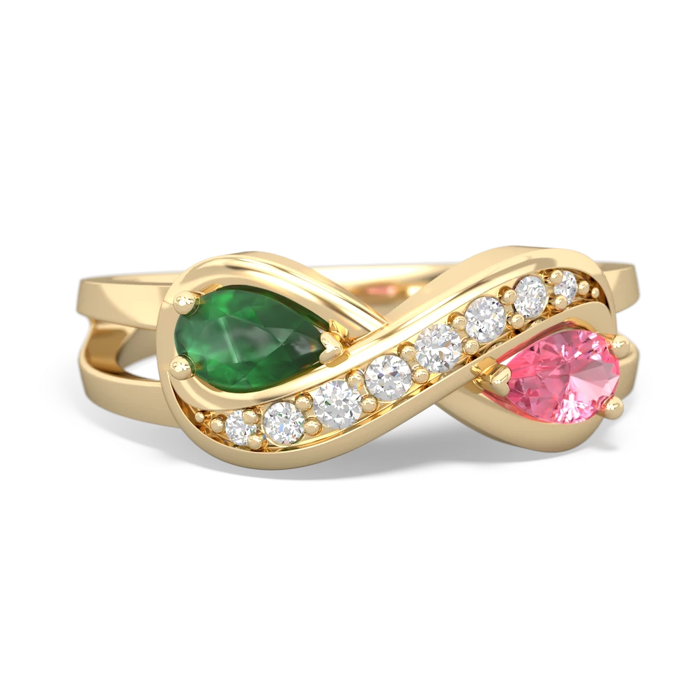 Emerald Diamond Infinity 14K Yellow Gold ring R5390