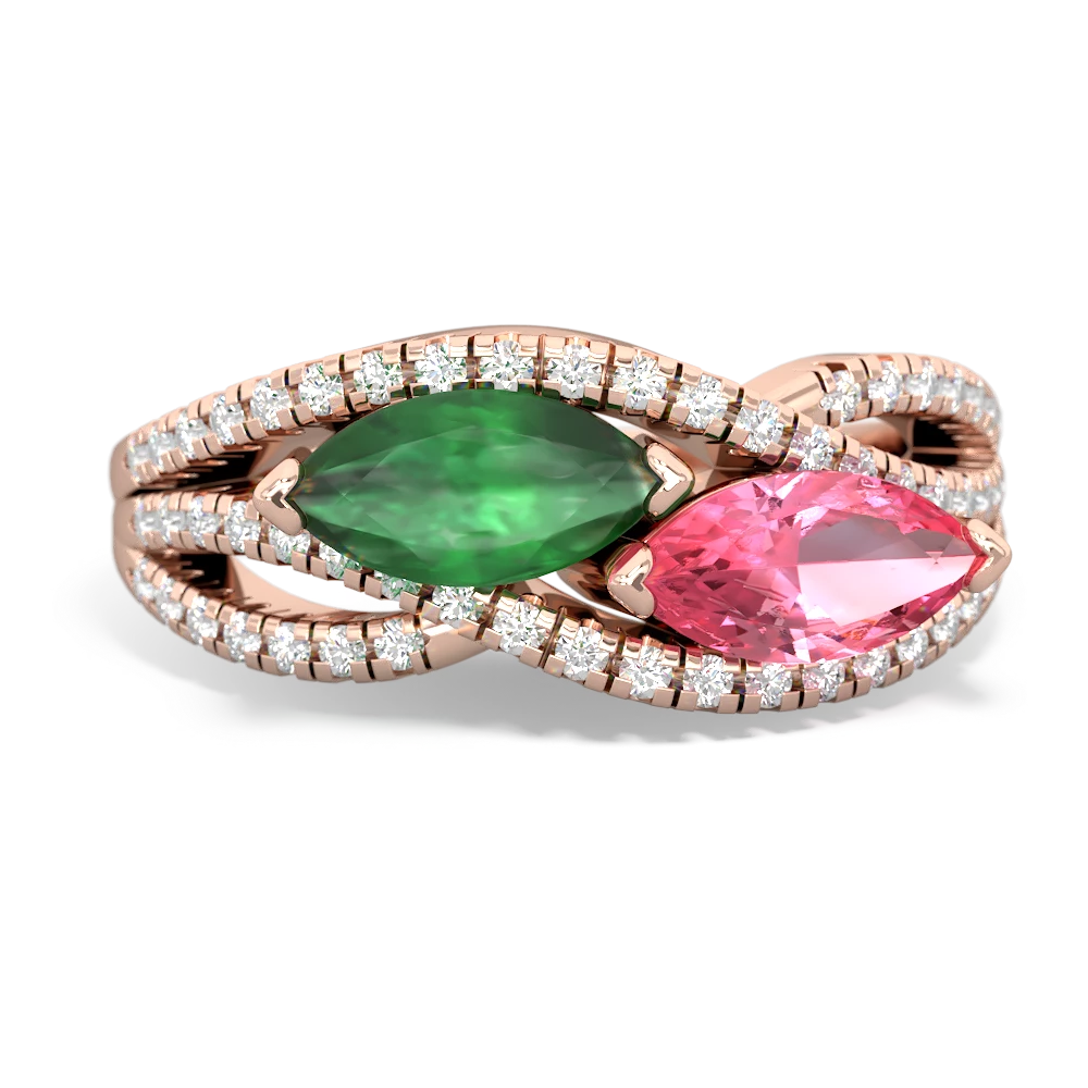 Emerald Diamond Rivers 14K Rose Gold ring R3070