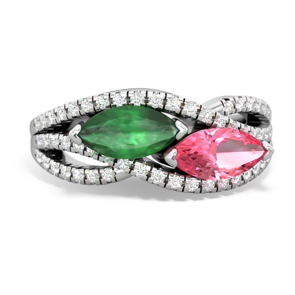 Emerald Diamond Rivers 14K White Gold ring R3070