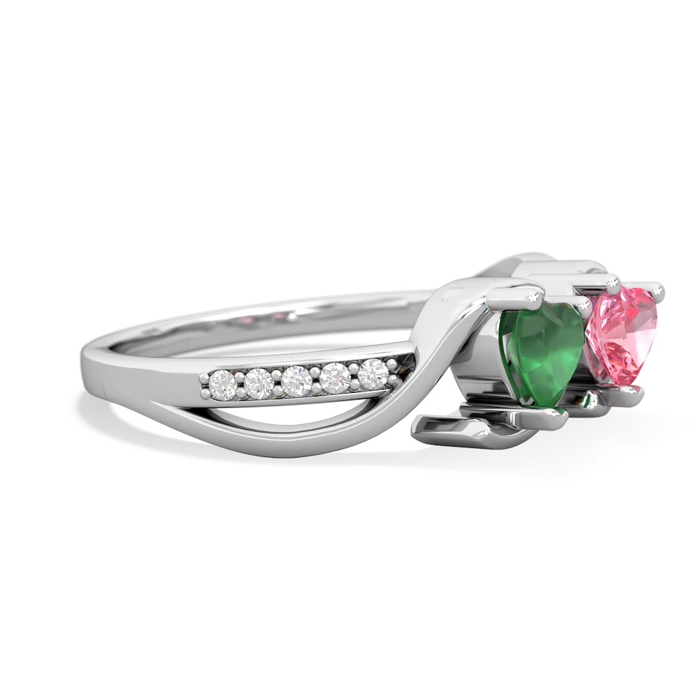 Emerald Side By Side 14K White Gold ring R3090