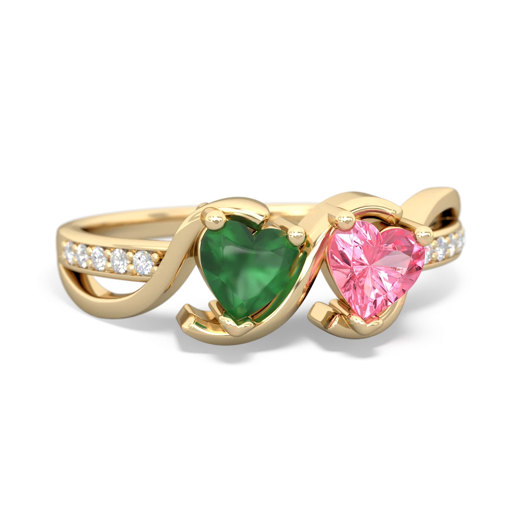 Emerald Side By Side 14K Yellow Gold ring R3090